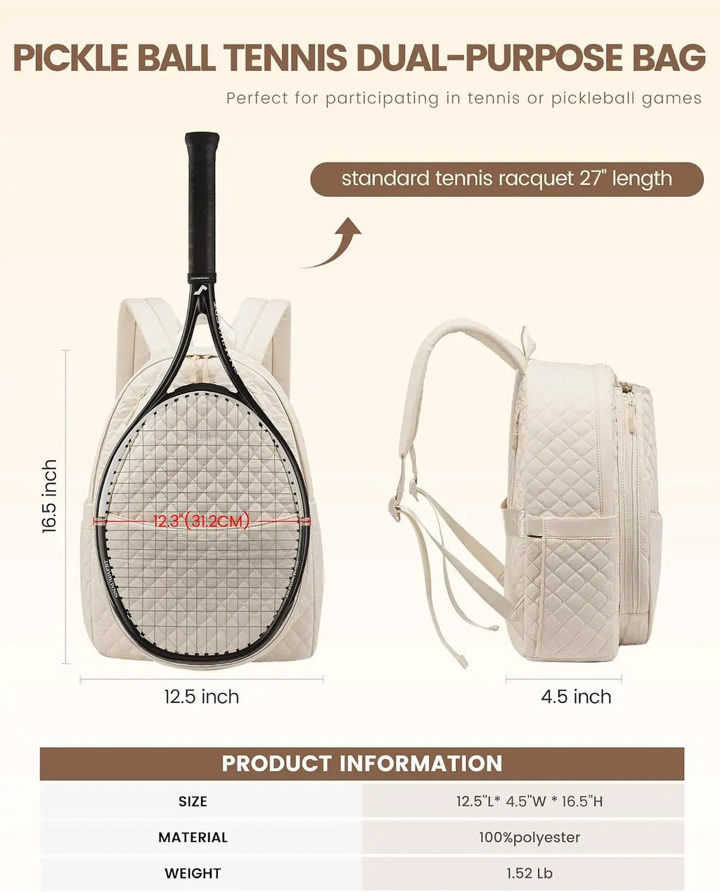 Quilted Racket Backpack